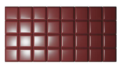 3D rendering brown abstract chocolate bar on an isolated white background conceptual design background top view
