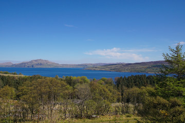 View of the scottish mainland from the Isle of Mull outside Tobermory