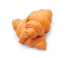 Tasty croissants on white background
