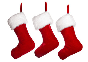 Christmas socks on white background