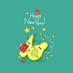 Cute avocado wish you a Happy New Year - 310291016