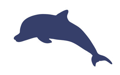 Vector illustration silhouette of a funny dolphin jumping fun on a white background. hand drawing