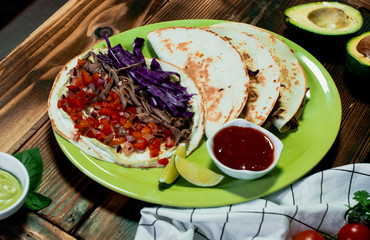 Mexican food - delicious tacos, burritos, fajitas, salads, soups, tortilla chip, nachos, shrimp