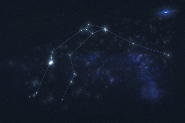 Aquarius Constellation stars in outer space. Zodiac Sign Aquarius constellation lines. Elements of this image were furnished by NASA 