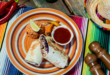 Mexican food mix colorful background Mexico