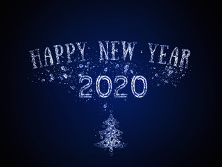 happy new year 2020 background with champagne in dark color with bokeh