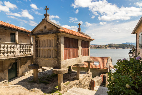 Combarro, Spain. A typical Galician horreo or granary in the town of Combarro