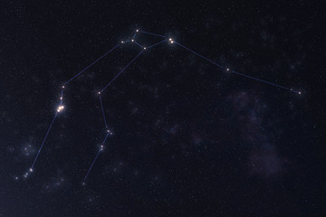 Aquarius Constellation in outer space. Zodiac Sign Aquarius constellation lines. Elements of this...