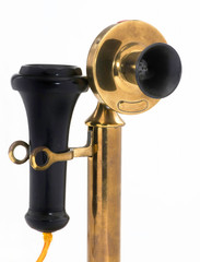 Antique Brass Candlestick Telephone.