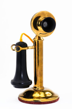 Antique Brass Candlestick Telephone made around 1910..