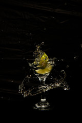 lime splash in water