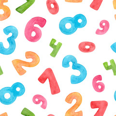 Numbers watercolor seamless pattern 1