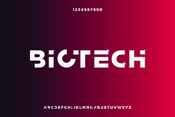 Fototapeta Biotech, Abstract technology science alphabet font. digital space typography vector illustration design obraz
