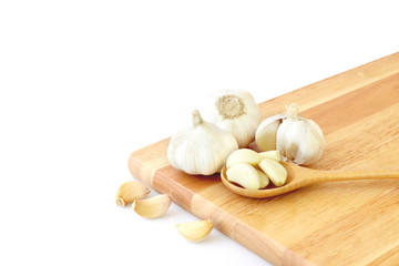 Garlic Cloves and Bulb isolated on white background.