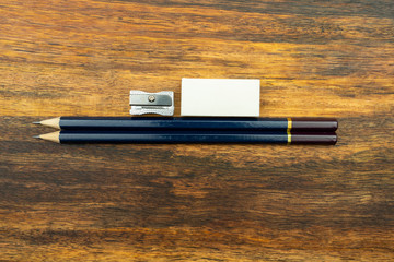 Pencil eraser pencil sharpener 