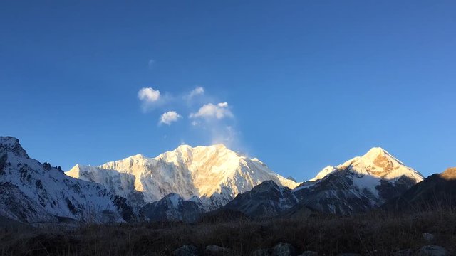 Mount Kanchenjunga creating clouds, Himalaya, India