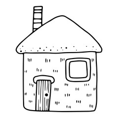 Gingerbread house decorated colored icing. Holiday cookie in shape of christmas house. Vector illustration for new year s day, christmas, winter holiday, cooking, new year s eve, food, silvester,