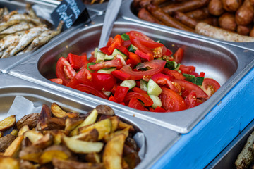 vegetables at the counter of the street food festival