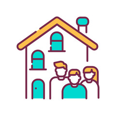 Rent a house for family allowed with children color line icon. Temporary use of property. Pictogram for web page, mobile app, promo. UI UX GUI design element. Editable stroke.
