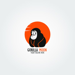 Cute Little Gorilla Moon Illustration Vector Template. Suitable for Creative Industry, Multimedia, entertainment, Educations, Shop, and any related business.