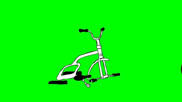 Tricycle breaks into pieces isolated on a transparent background.