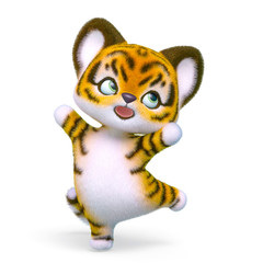 cute tiger cartoon in white background