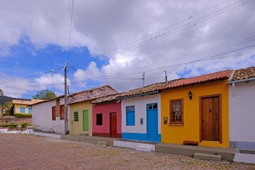 Colorful houses in the streets of Mucuge, Chapada Diamantina, Bahia, Brazil