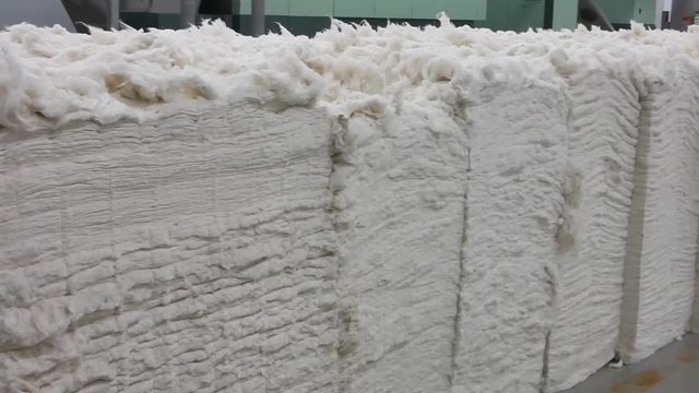 raw cotton fiber in textile factory
