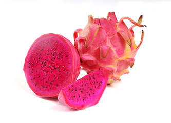 Dragon fruit or pitaya isolated on white