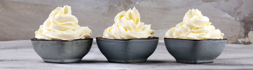 Vanilla soft served ice cream tasty sundae dairy ice cream on rustic background