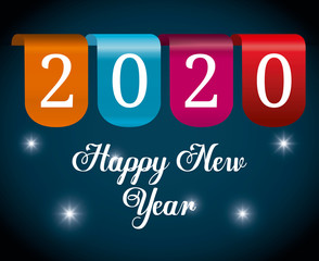 Happy new year 2020 and banner pennant vector design