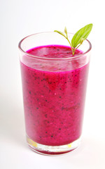 Red dragon fruit smoothies in glasses isolated on white background. Pitahaya fruit. Dragon Fruit Juice..