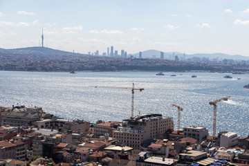view from Galata Tower to city of Istanbul, Turkey