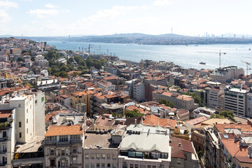 view from Galata Tower to city of Istanbul, Turkey