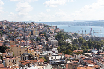 view from Galata Tower to city of Istanbul, Turkey