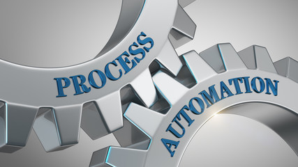 Process automation concept. Words process automation written on gear wheels.