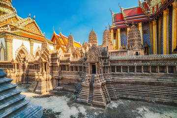 Angkor Wat Model at Wat Phra Kaew (Temple of the Emerald Buddha) within Grand Palace Area in Bangkok, Thailand
