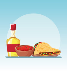 Mexican food and tequila vector design