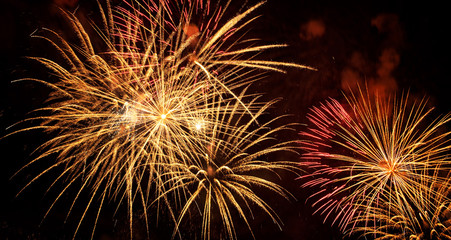 Nice, colorful fireworks abstract in the evening