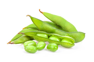  green soy beans isolated on white background