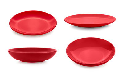 red plate on white background