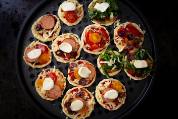 Mini Homemade chorizo sausages pizza