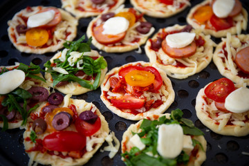 Mini Homemade chorizo sausages pizza