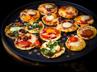 Mini Homemade chorizo sausages pizza