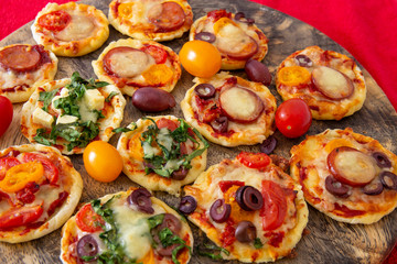 Mini Homemade chorizo sausages pizza