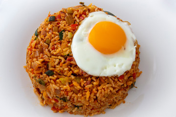 Korean food Kimchi fried rice with fried egg