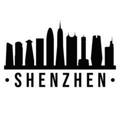 Obraz premium Shenzhen China. City Skyline. Silhouette City. Design Vector. Famous Monuments.