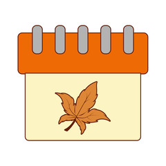 Isolated autumn leaf inside calendar vector design