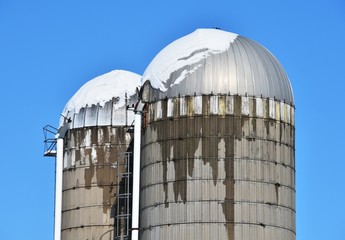 Fototapeta premium Melting Snow on Silos