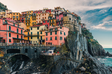 Old Italian village of Manarola, on the Cinque Terre coast of Italy, Liguria